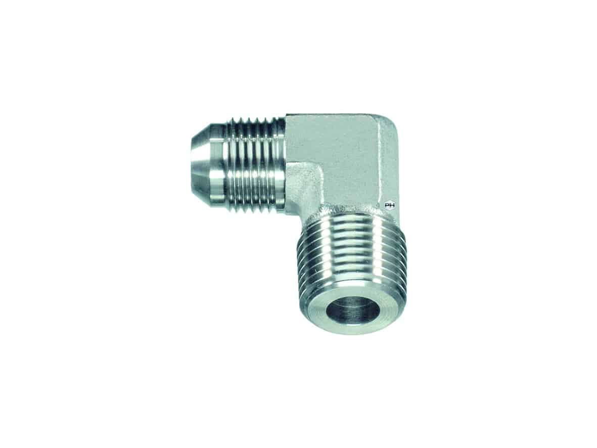 37° flare JIC male to BSP taper male 90° elbow