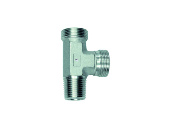 12mm L series to 1/4 in NPT male stud run tee DIN 2353 body